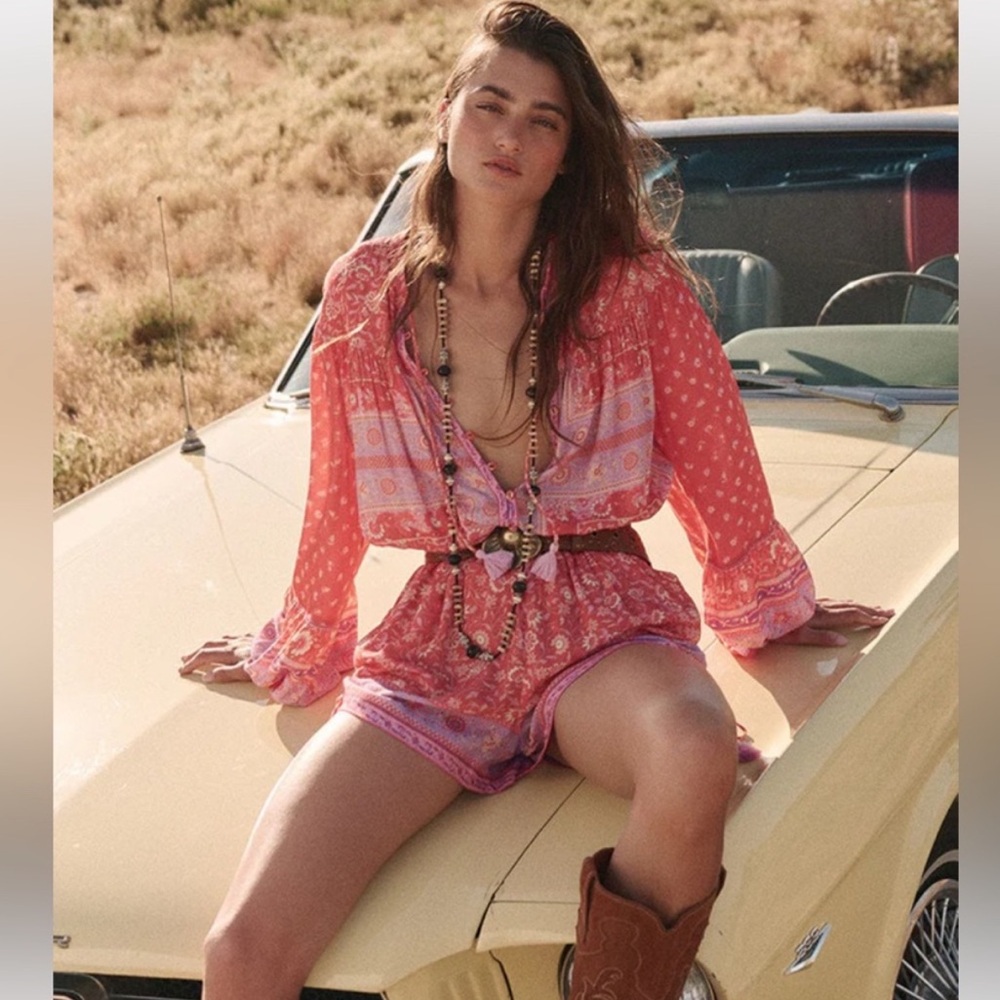 NWT SPELL AND THE GYPSY SUNSHINE BANDIT ROMPER - CAYENNE SIZE SMALL